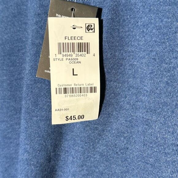 And Now This Men's Blue Fleece Pullover Sweater Utility Pocket Crew Neck L - Picture 2 of 4